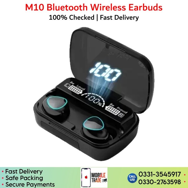 M10 Wireless Earphones with Charging Box, Waterproof Headphone, 9D Stereo, Sports Earbuds, Headsets with Microphone, Bluetooth